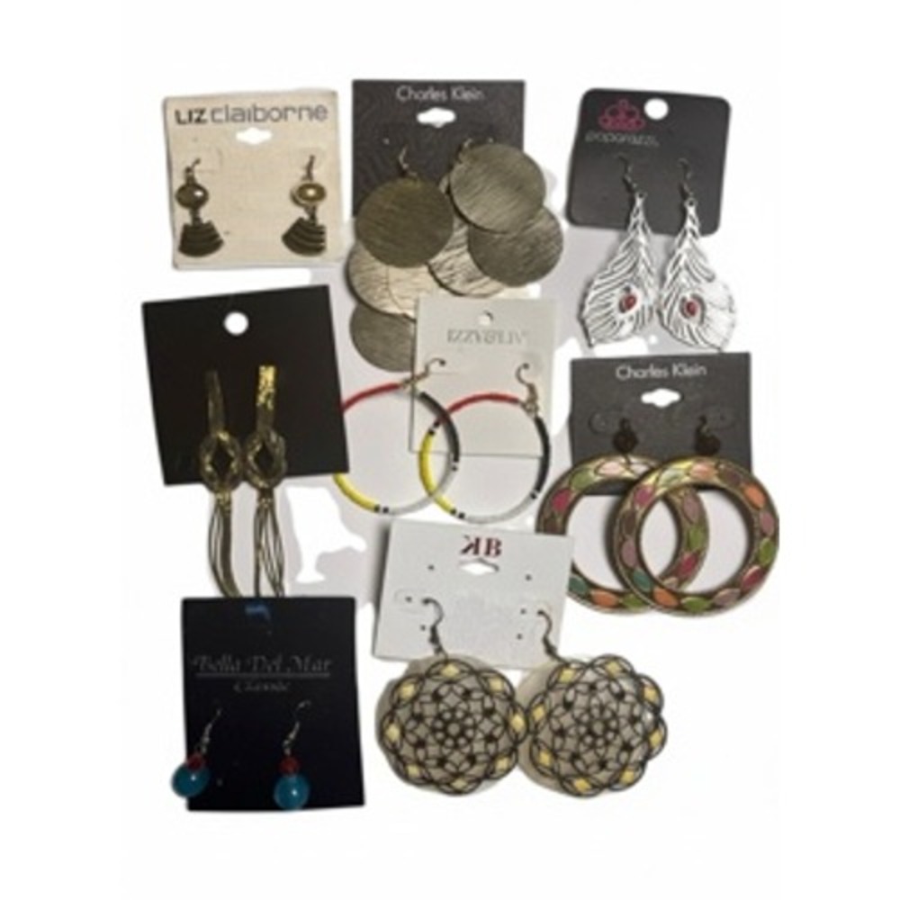Lot of 8 Pairs Fashion Earrings Liz Claiborne Paparazzi H&M Boho Statement Hoops